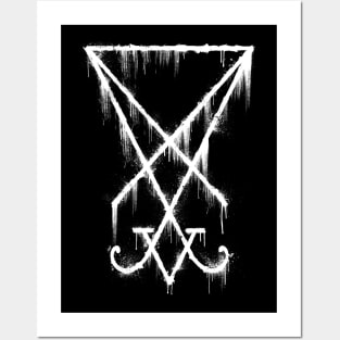 Lucifer Sigil - The Devil's Symbol White Grunge Posters and Art